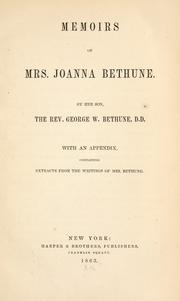 Cover of: Memoirs of Mrs. Joanna Bethune