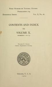 Cover of: Contents and index to volume 10, numbers 1 to 15, Zoological series