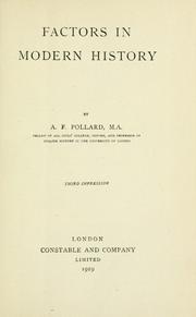 Cover of: Factors in modern history. by A. F. Pollard