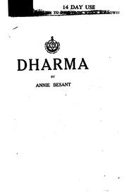 Cover of: Dharma by Annie Wood Besant