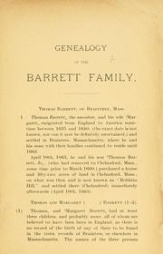 Cover of: Genealogy of some of the descendants of Thomas Barrett, sen., of Braintree, Mass., 1635.