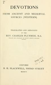 Cover of: Devotions from ancient and mediaeval sources (western)