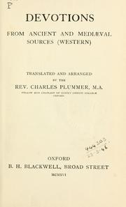 Cover of: Devotions from ancient and mediaeval sources (western) by Plummer, Charles