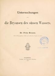 Cover of: Untersuchungen ©·uber die Bryozoen des s©·ussen Wassers.