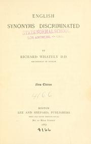 Cover of: English synonyms discriminated by Richard Whately