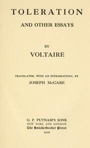 Cover of: Toleration and other essays by Voltaire