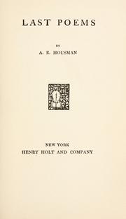 Cover of: Last poems by A. E. Housman
