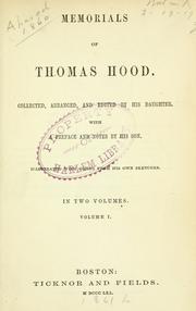 Cover of: Memorials of Thomas Hood. by Thomas Hood