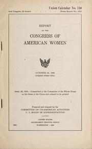 Cover of: Report on the Congress of American Women.