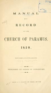 Cover of: Manual and record of the church of Paramus, 1859