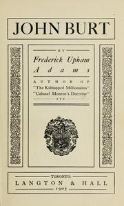 Cover of: John Burt by Adams, Frederick Upham