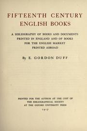 Fifteenth century English books by E. Gordon Duff
