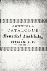 Annual catalogue of Benedict Institute by Benedict College.