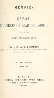 Cover of: Memoirs of Sarah, Duchess of Marlborough, and of the court of Queen Anne.