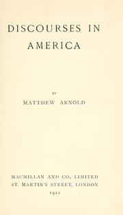 Cover of: Discourses in America by Matthew Arnold