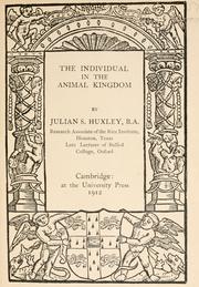 Cover of: The individual in the animal kingdom