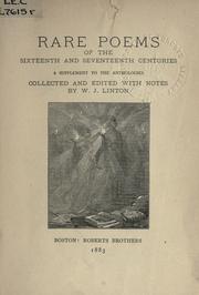 Cover of: Rare poems of the sixteenth and seventeenth centuries: a supplement to the anthologies.