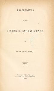 Cover of: Proceedings of the Academy of Natural Sciences of Philadelphia, Volume 18 by Academy of Natural Sciences of Philadelphia