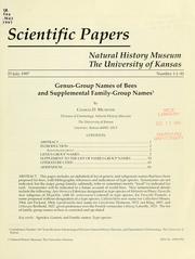 Cover of: Genus-group names of bees and supplemental family-group names