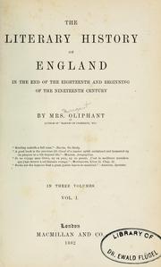 The literary history of England in the end of the eighteenth and beginning of the nineteenth century