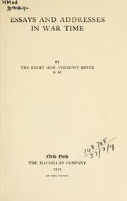 Cover of: Essays and addresses in war time.