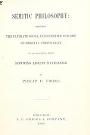 Front cover of Semitic philosophy by Philip Christopher Friese