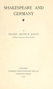 Cover of: Shakespeare and Germany by Henry Arthur Jones