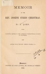 Cover of: Memoir of the Rev. Joseph Stibbs Christmas by Eleazar Lord, Eleazar Lord