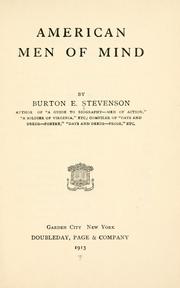 Cover of: American men of mind. by Burton Egbert Stevenson