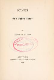 Cover of: Songs, and other verse by Eugene Field