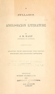 Cover of: A syllabus of Anglo-Saxon literature by Hart, J. M., Hart, J. M.