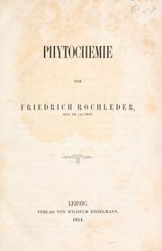 Cover of: Phytochemie by Friedrich Rochleder, Friedrich Rochleder