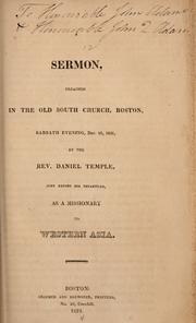 A sermon preached in the old South Church, Boston, Sabbath evening, Dec. 16, 1821 by Daniel Temple