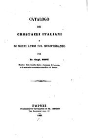 Cover of: Catalogo dei crostacei Italiani e di molti altri del Mediterraneo