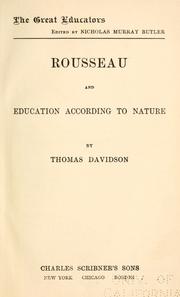 Cover of: Rousseau and education according to nature by Thomas Davidson