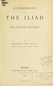 Cover of: A companion to the Iliad, for English readers. by Walter Leaf