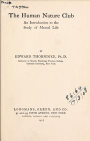 Cover of: The human nature club by Edward L. Thorndike