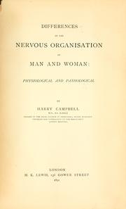 Cover of: Differences in the nervous organisation of man and woman: physiological and pathological