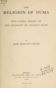 Cover of: The religion of Numa by Jesse Benedict Carter