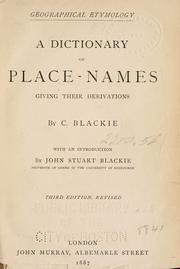 Cover of: A dictionary of place-names giving their derivations