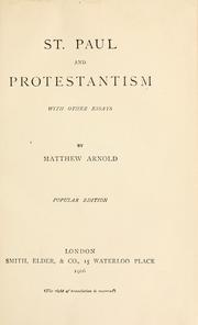 Cover of: St. Paul and Protestantism by Matthew Arnold