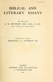 Cover of: Biblical and literary essays. by Davidson, A. B., Davidson, A. B.