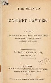 The Ontario cabinet lawyer by John Whitley