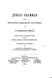 Cover of: Syriac grammar with bibliography, chrestomathy and glossary by Eberhard Nestle