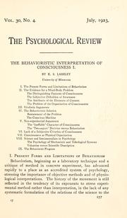 Cover of: The behavioristic interpretation of consciousness.