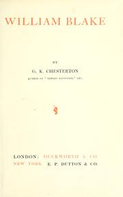 Cover of: William Blake by Gilbert Keith Chesterton