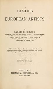 Cover of: Famous European artists by Sarah Knowles Bolton