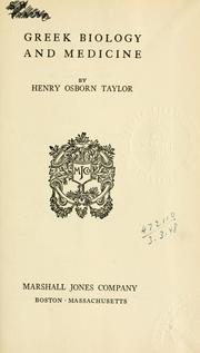 Cover of: Greek biology and medicine.