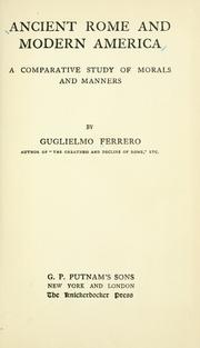 Cover of: Ancient Rome and modern America by Guglielmo Ferrero