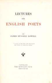 Cover of: Lectures on English poets.